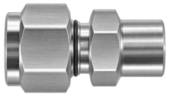 DCB stainless steel compression fitting — representative colored series image; dimensions vary by model.