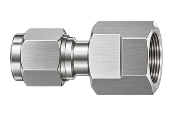DGA stainless steel compression fitting — representative colored series image; dimensions vary by model.