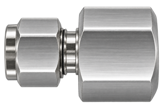 DSA stainless steel compression fitting — representative colored series image; dimensions vary by model.