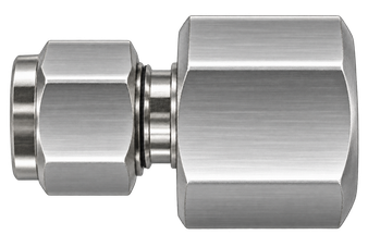 DSA stainless steel compression fitting — representative colored series image; dimensions vary by model.