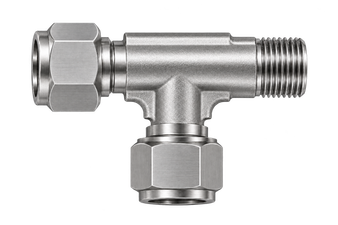 DTK stainless steel compression fitting — representative colored series image; dimensions vary by model.