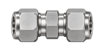 DUA stainless steel compression fitting — representative colored series image; dimensions vary by model.