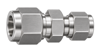 DUR stainless steel compression fitting — representative colored series image; dimensions vary by model.