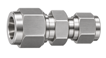 DUR stainless steel compression fitting — representative colored series image; dimensions vary by model.