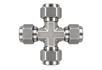 DXA stainless steel compression fitting — representative colored series image; dimensions vary by model.