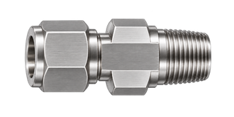 DCTZ stainless steel compression fitting — representative colored series image; dimensions vary by model.
