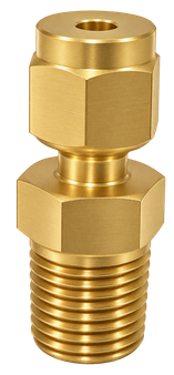 DCT brass compression fitting — representative colored series image; dimensions vary by model.