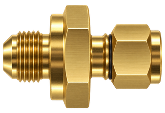 DAN brass compression fitting — representative colored series image; dimensions vary by model.
