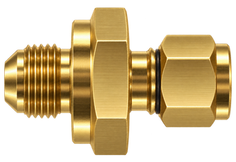 DAN brass compression fitting — representative colored series image; dimensions vary by model.