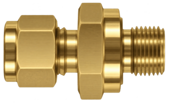 DCO brass compression fitting — representative colored series image; dimensions vary by model.
