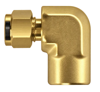 DLF brass compression fitting — representative colored series image; dimensions vary by model.