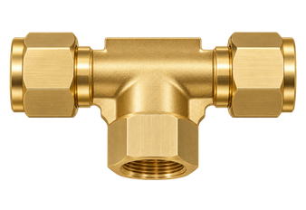 DTH brass compression fitting — representative colored series image; dimensions vary by model.