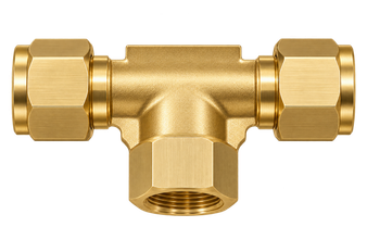 DTH brass compression fitting — representative colored series image; dimensions vary by model.
