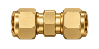 DUA brass compression fitting — representative colored series image; dimensions vary by model.