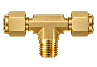 DTN brass compression fitting — representative colored series image; dimensions vary by model.
