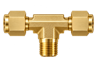 DTN brass compression fitting — representative colored series image; dimensions vary by model.