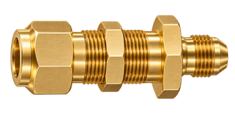 DUE brass compression fitting — representative colored series image; dimensions vary by model.