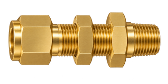 DSC brass compression fitting — representative colored series image; dimensions vary by model.