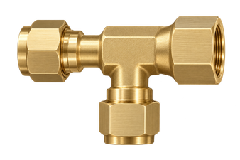 DTF brass compression fitting — representative colored series image; dimensions vary by model.