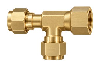 DTF brass compression fitting — representative colored series image; dimensions vary by model.