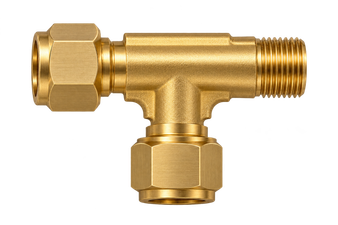 DTK brass compression fitting — representative colored series image; dimensions vary by model.