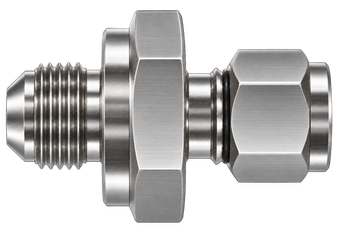 DAN stainless steel compression fitting — representative colored series image; dimensions vary by model.