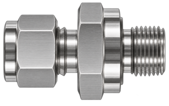 DCO stainless steel compression fitting — representative colored series image; dimensions vary by model.