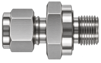DCO stainless steel compression fitting — representative colored series image; dimensions vary by model.