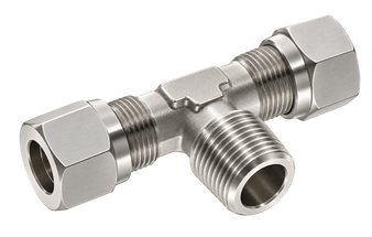 AIG-9220 silver steel compression fitting — representative colored series image; dimensions vary by model.