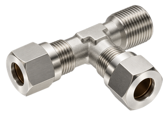 AIG-9230 silver steel compression fitting — representative colored series image; dimensions vary by model.