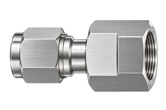 DGA stainless steel compression fitting — representative colored series image; dimensions vary by model.