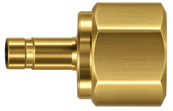 DHC brass compression fitting — representative colored series image; dimensions vary by model.