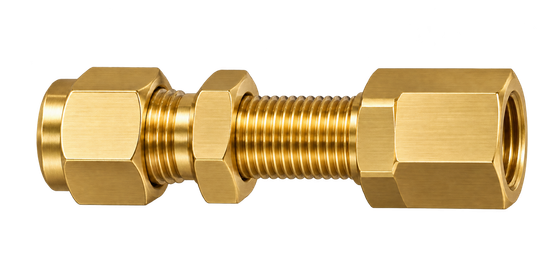 DSS brass compression fitting — representative colored series image; dimensions vary by model.