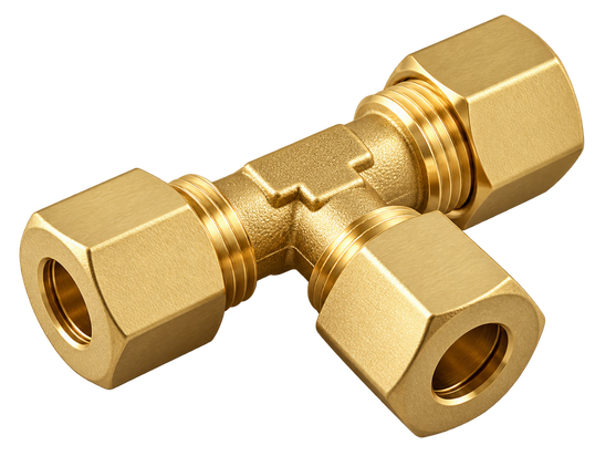 AIG-13200 brass compression fitting — representative colored series image; dimensions vary by model.