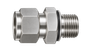 DCQ stainless steel compression fitting — representative colored series image; dimensions vary by model.