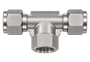 DTH stainless steel compression fitting — representative colored series image; dimensions vary by model.