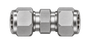 DUA stainless steel compression fitting — representative colored series image; dimensions vary by model.