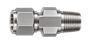 DCTZ stainless steel compression fitting — representative colored series image; dimensions vary by model.