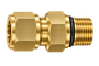 DCU brass compression fitting — representative colored series image; dimensions vary by model.