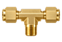 DTN brass compression fitting — representative colored series image; dimensions vary by model.