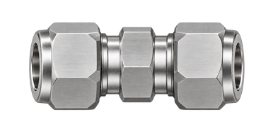 DUA stainless steel compression fitting — representative colored series image; dimensions vary by model.
