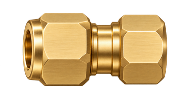 DCA brass compression fitting — representative colored series image; dimensions vary by model.