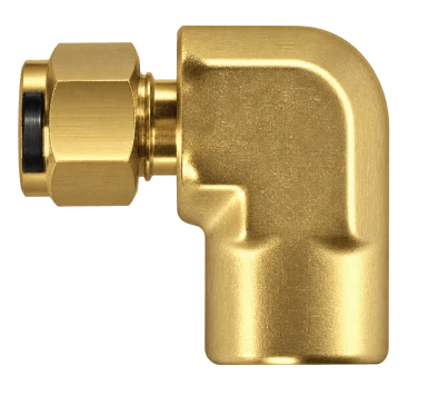 DLF brass compression fitting — representative colored series image; dimensions vary by model.