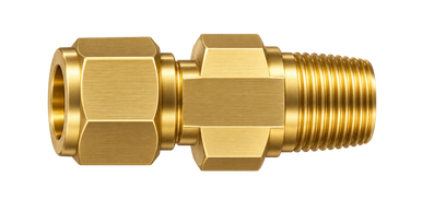 DCTZ brass compression fitting — representative colored series image; dimensions vary by model.