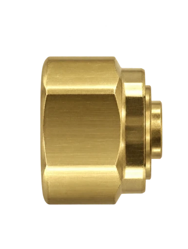 DBA brass compression fitting — representative colored series image; dimensions vary by model.