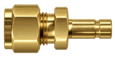 DRE brass compression fitting — representative colored series image; dimensions vary by model.