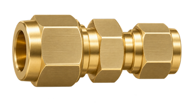 DUR brass compression fitting — representative colored series image; dimensions vary by model.