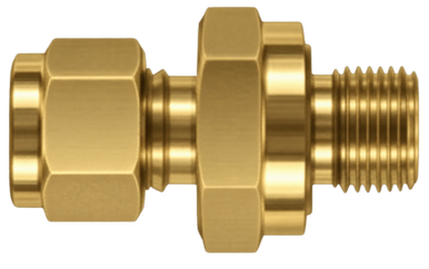 DCO brass compression fitting — representative colored series image; dimensions vary by model.