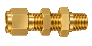 DSC brass compression fitting — representative colored series image; dimensions vary by model.
