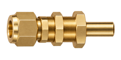 DSE brass compression fitting — representative colored series image; dimensions vary by model.